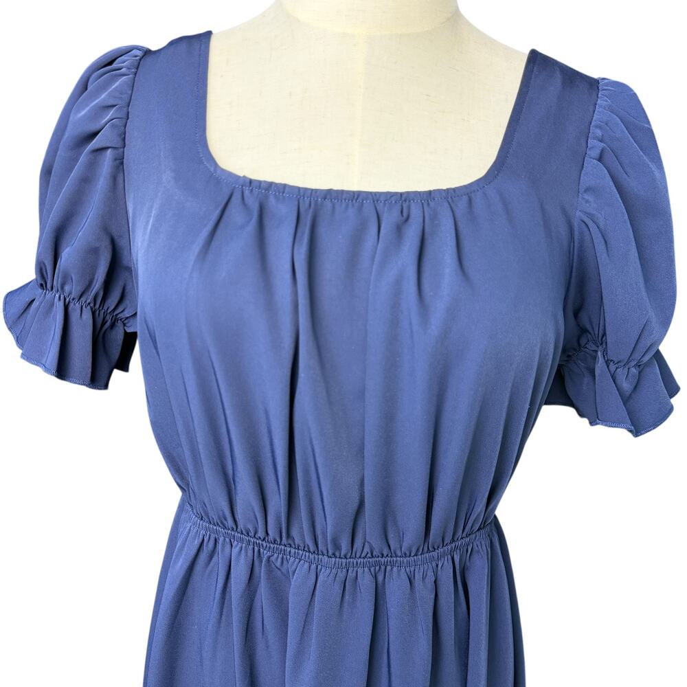 Scarlet Darkness Renaissance Regency Maxi Dress Empire Waist Puff Blue Sleeve S - Picture 6 of 14